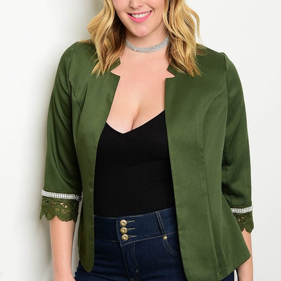 NWT Olive Green Cropped Blazer - Picture 3 of 4